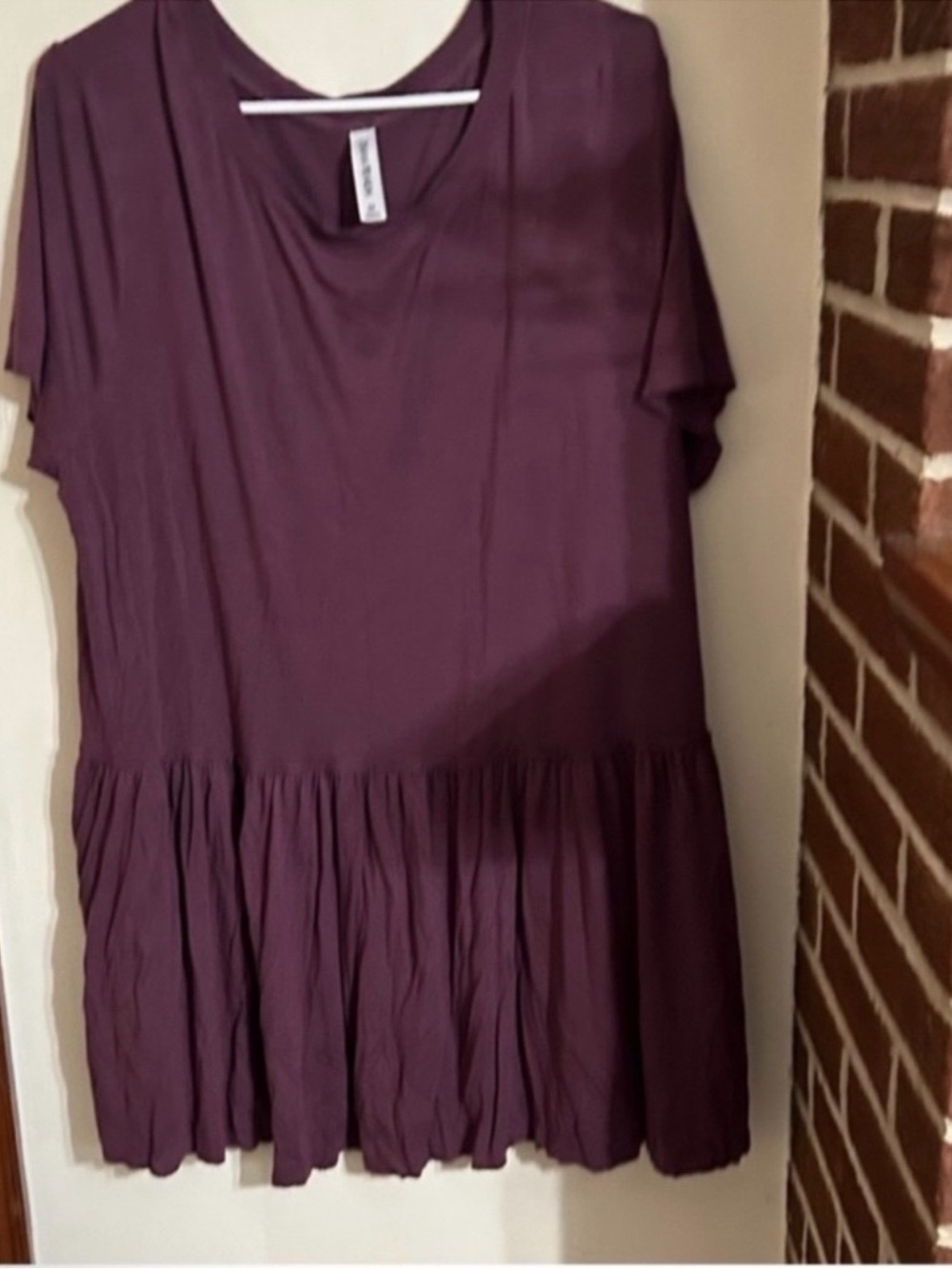 Zenana Outfitters Size 3x Plum Short Sleeve Tiered Tunic